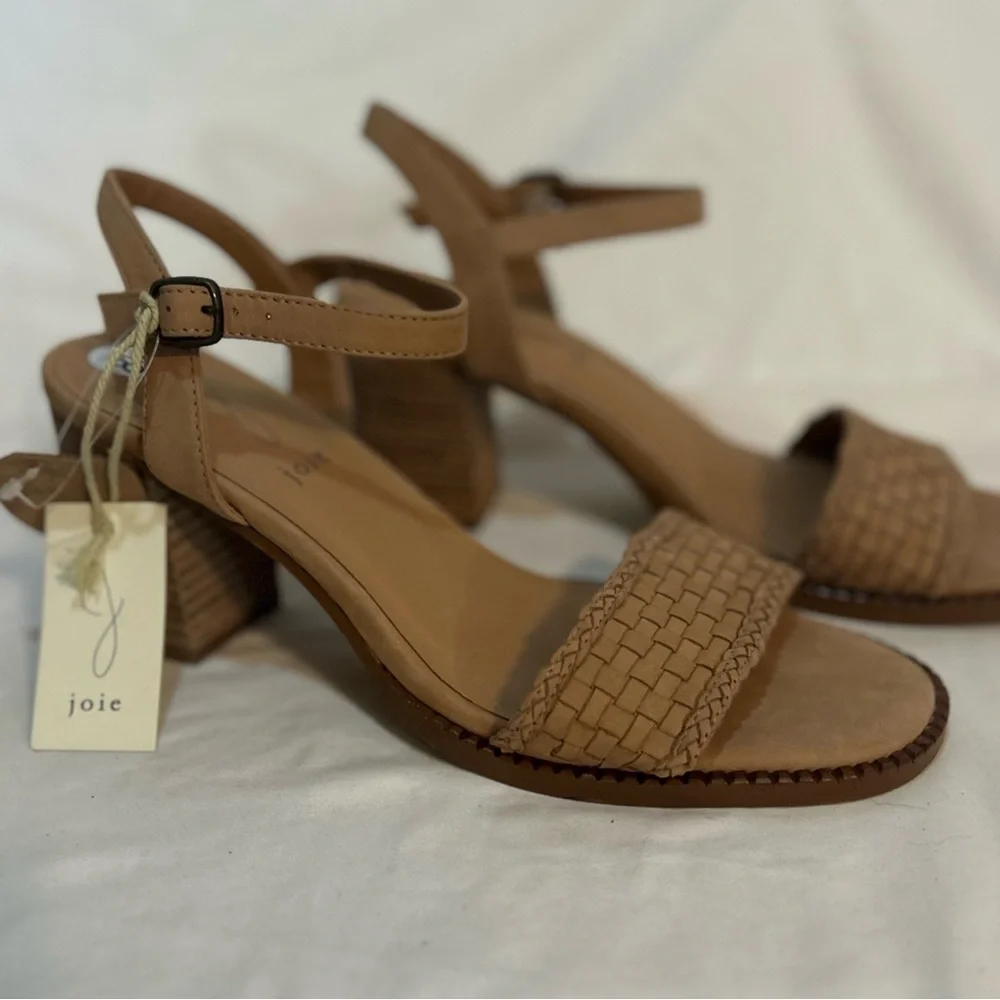 Joie Beige Block Heel Adjustable Buckle Strap Leather Open Toe Cushion size 8.5 - Picture 2 of 8
